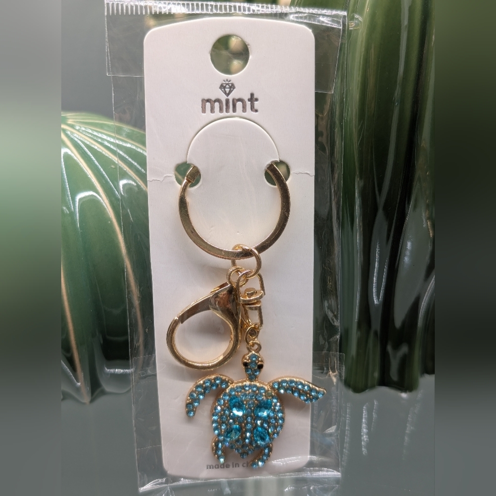 Mint Turtle Teal Blue Keychain/Bagcharm